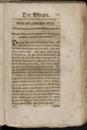 Sechs und zwanzigstes Stück. - Dreißigstes Stück.