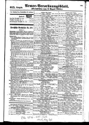 615. Ausgabe. Montag, 2. August 1915