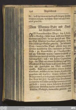 Vom Warmen-Bade und Hause des Keysers Gordiani.