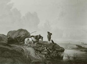 Landschaft mit umgestürztem Heuwagen