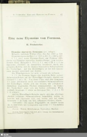Eine neue Elymnias von Formosa