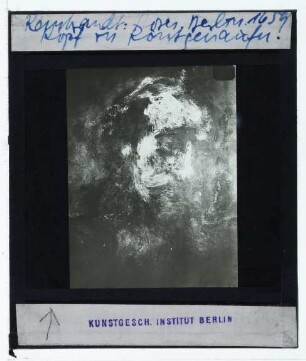 Rembrandt, Moses zerschmettert die Gesetzestafeln (Berlin GG 811) : Ausschnitt (Kopf, Röntgenbild)