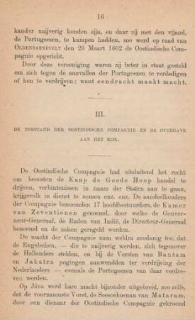 III. De toestand der Oostindische Compagnie en de overgave aan het rijK