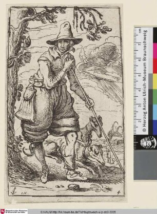 [The Shepherd with the two Dogs; Der stehende Hirte mit Hunden]