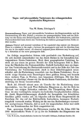 Tages- und jahreszeitliche Variationen des erdmagnetischen äquatorialen Ringstromes
