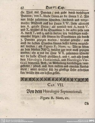 Cap. VII. Von dem Horologio Septentrionali.