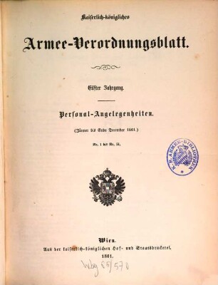 Kaiserlich-königliches Armee-Verordnungsblatt. Personal-Angelegenheiten. 11, 11. 1861