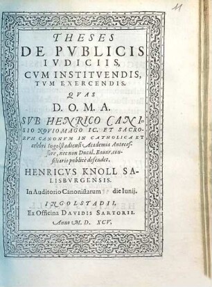 Theses De Pvblicis Ivdiciis Cvm Institvendis, Tvm Exercendis