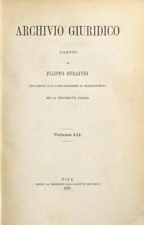Archivio giuridico. 52. 1894