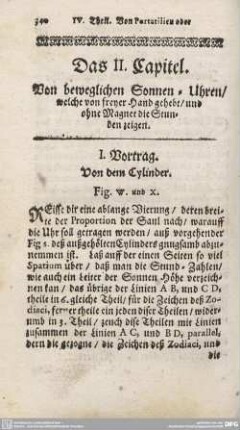 Das II. Capitel. Von beweglichen Sonnen-Uhren/ welche von freyer Hand gehebt/ und ohne Magnet die Stunden zeigen.