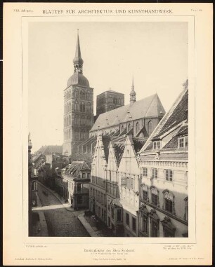 Nikolaikirche, Stralsund: Ansicht von Osten (aus: Blätter für Architektur und Kunsthandwerk, 8. Jg., 1895, Tafel 45)