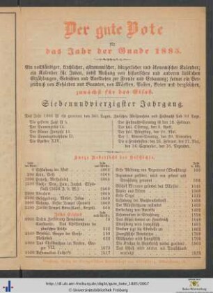 Der gute Bote für das Jahr der Gnade 1885.