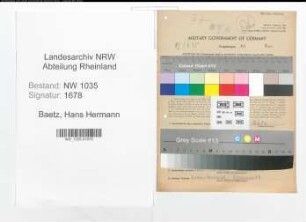 Entnazifizierung Hans Hermann Baetz , geb. 22.01.1907 (Buchhalter)