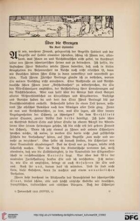 28: Über die Grenzen : an Karl Spitteler