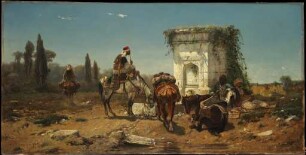 Rastende Araber an einem Marmorbrunnen