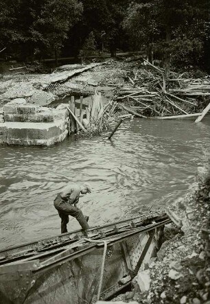 Hochwasserkatastrophe, zerstörte Bahnanlagen, Glashütte, Müglitztal