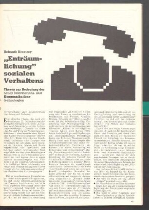"Enträumlichung" sozialen Verhaltens