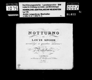 Louis Spohr (1784-1859): Notturno / de / Louis Spohr / arrangée à quatre mains / pour le / Pianoforte Leipzig / au Bureau de Musique de C.F. Peters