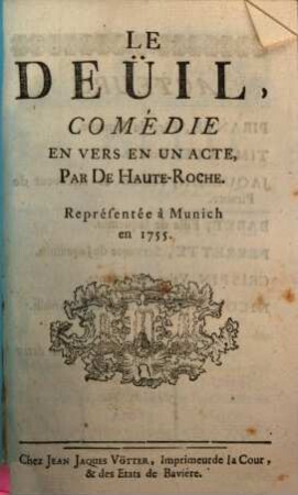 Le deūil : comédie en vers en un acte