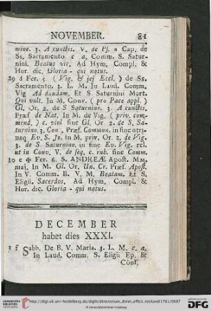 December habet dies XXXI.