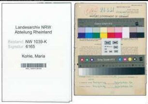 Entnazifizierung Maria Kohle , geb. 16.03.1887 ()