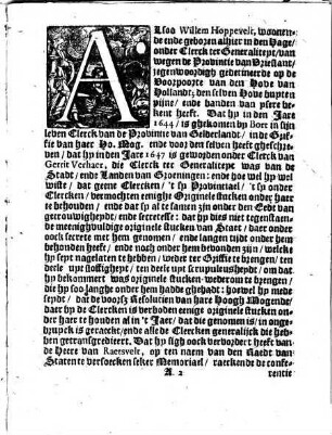 Sententie van den Hove van Hollandt ende West-Vrieslandt jegens Willem Hoppevelt : Gepronuncieert den tweeden Mey, Anno 1670