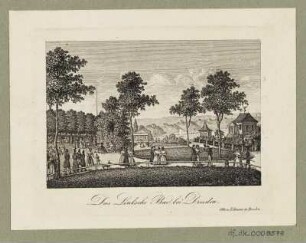 Ansicht vom Lincke’sche Bad in Dresden, Radierung, 1840 : Das Linke’sche Bad bei Dresden. - Dresden : Otto u. Lehmann, [ca. 1840]. - 1 Kunstblatt : Radierung ; 9,8 x 6,7 cm