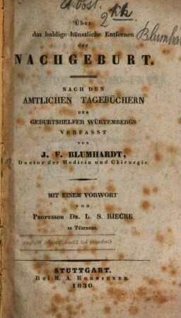 Über das baldige künstliche Entfernen der Nachgeburt