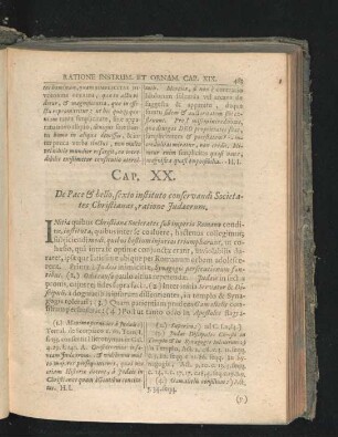 Cap. XX. De Pace & bello, sexto instituto conservandi Societates Christianas, ratione Iudaeorum.