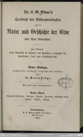 1: Allgemeine Einleitung, Portugal, Spanien, Frankreich, Britisches Reich, Holland, Belgien, Schweiz