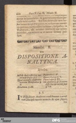 Membr. II. De Dispositione Analytica