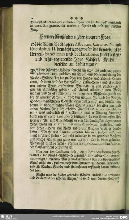 Fernere Außführung der zweyten Frag