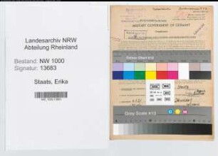 Entnazifizierung Erika Staats, geb. 06.03.1921 (Postangest.)