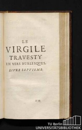 Le Virgile Travesty En Vers Burlesques. Livre Septieme.