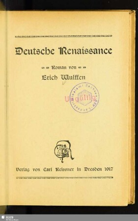 Deutsche Renaissance : Roman