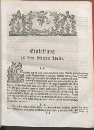 Einleitung zu dem dritten Theile.