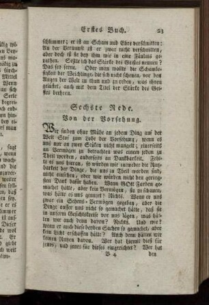 Sechste Rede. Von der Vorsehung