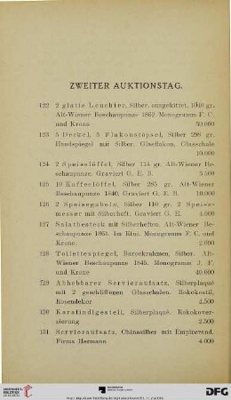 Zweiter Auktionstag (Nr. 122-233)