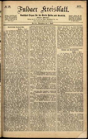 Ausgabe vom Samstag, den 07. April 1877.