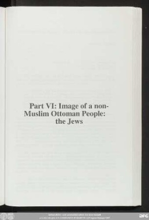 Part VI: Image of a non-Muslim Ottoman People: the Jews