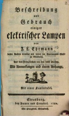 Beschreibung und Gebrauch einiger elektrischer Lampen