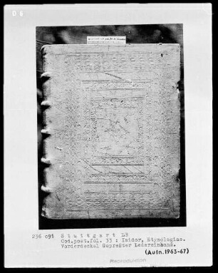 Isidor von Sevilla, Etymologiae — Schweinsledereinband mit Blindpressungen —