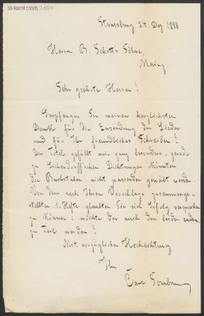 Brief an B. Schott's Söhne : 24.12.1888