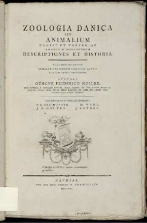 Vol. 4: Zoologia Danica Sev Animalivm Daniae Et Norvegiae Variorvm ac Minvs notorvm Descriptiones et Historia. Vol. 4