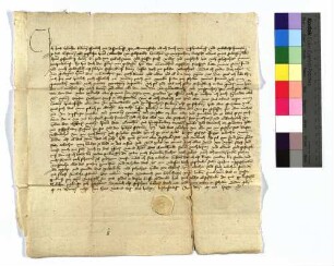 1456 Nov. 7 (So vor St. Martin) Hans Erlacher gefangesetzt wegen einer Übeltat, schwört gegen Albrecht von Gebsattel, Komtur zu Mergentheim, Urfehde und benennt als Bürgen seinen Bruder Fritz Erlacher. Er.: Junker Dietrich von Berlichingen Ausf. Pap. - 1 Pap.-Sg. - Rv.