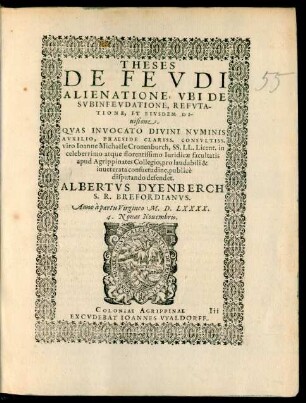 Theses De Feudi Alienatione.