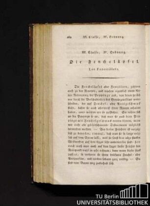III. Classe, IV. Ordnung. Die Fencheläpfel. Les Fenouillets.