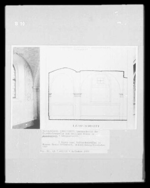 Längsschnitt der Friedhofskapelle zum Heiligen Kreuz in Heusenstamm