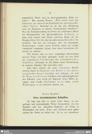 Erstes Kapitel. Vom künstlerischen Schaffen