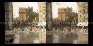Belebter Platz am Brunnen vor der Kathedrale, Valencia